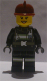 LEGO cty0347 Fire - Reflective Stripes with Utility Belt, Dark Red Fire Helmet, Black Eyebrows