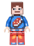 LEGO min040 Minecraft Skin 7 - Pixelated, Blue Shirt with Porkchop Icon