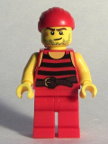 LEGO pi166 Pirate 5 - Black and Red Stripes, Red Legs, Scar
